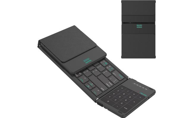 Nillkin Cube Pocket Foldable Keyboard with Touchpad & Wireless Bluetooth, Portable Travel Keyboard for Home or Mobile Office Replaces Keypads and Mouse Combo, Compatible with iPad, Laptop, Tablet USB, Arabic / English - Black
